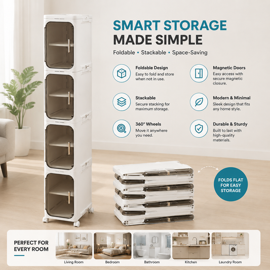 4-Tier Tall Narrow Storage Cabinet